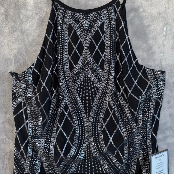 Speechless Dress Juniors 15 Black Silver Glitter Halter Bodycon NWT Holiday NYE - Picture 3 of 16